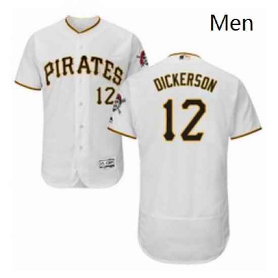Mens Majestic Pittsburgh Pirates 12 Corey Dickerson White Home Flex Base Authentic Collection MLB Jersey
